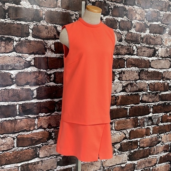Finders Keepers Dress Coral Orange High Neck Split Front Size Medium - Picture 5 of 13